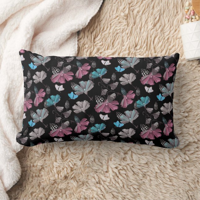 Flower and Butterflies Pattern  Lumbar Cushion (Blanket)