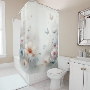 Flower and Butterfly Dance Shower Curtain