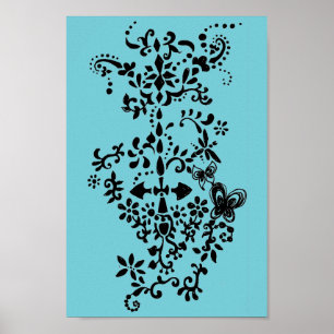 Flower and Butterfly Dandy Doodle Poster