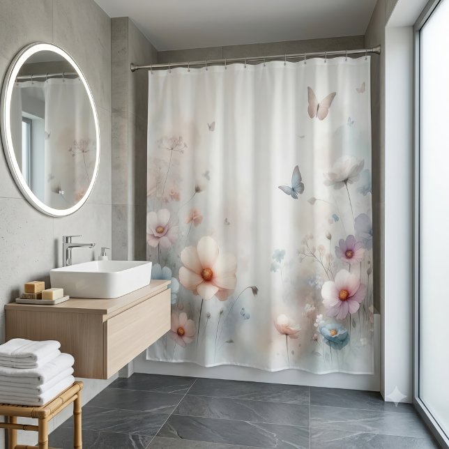 Flower and Butterfly  Shower Curtain (Creator Uploaded)