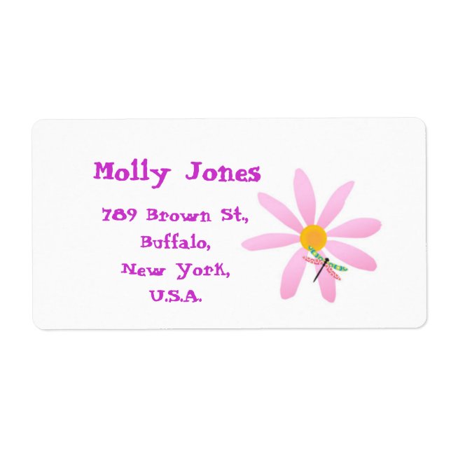 Flower and Dragonfly-Sticky Label (Front)