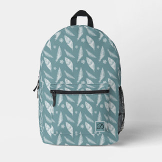 Flower and Feather Personalised Printed Backpack