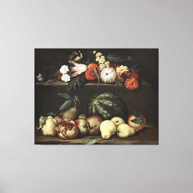 Flower and fruit still life canvas print (Front)