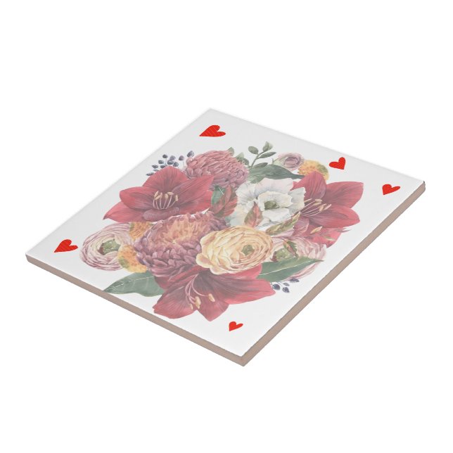 Flower and Heart Baby Shower Invitation Tile (Side)