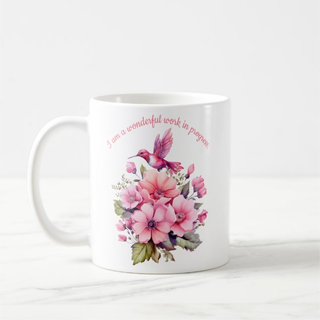 flower and humming bird inspiration coffee mug (Left)