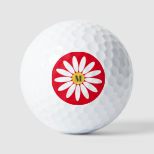 Flower and initial Red Golf Balls