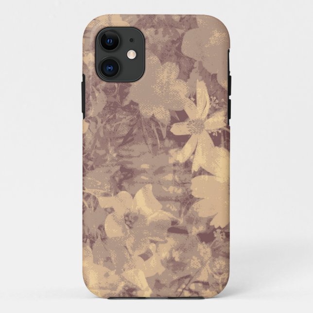 Flower and leaf camouflage pattern on beige Case-Mate iPhone case (Back)