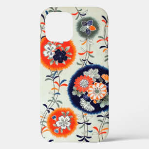 Flower and Leaf Pattern, Japanese Design iPhone 12 Case
