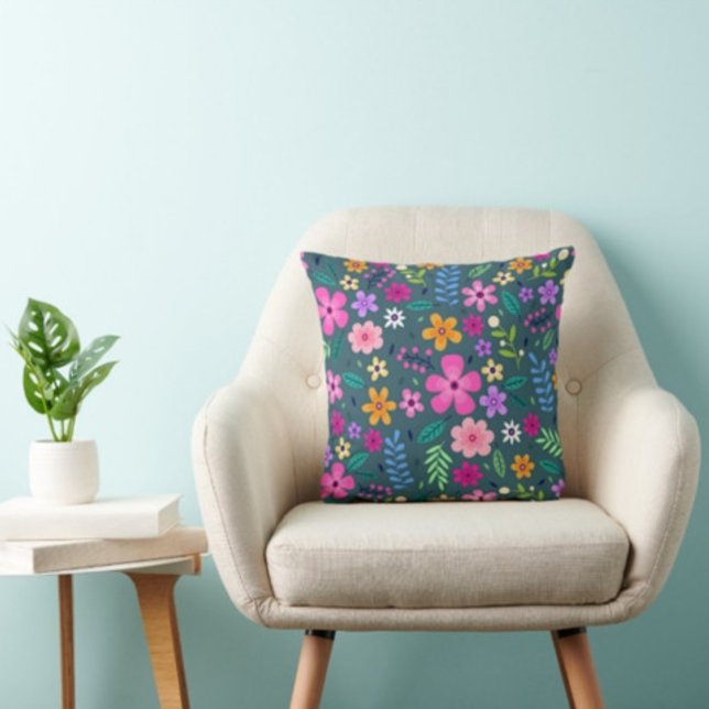 Flower And Leaf Print Modern Pillow  (Creator Uploaded)