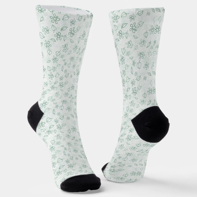 Flower and leaves pattern  socks (Angled)
