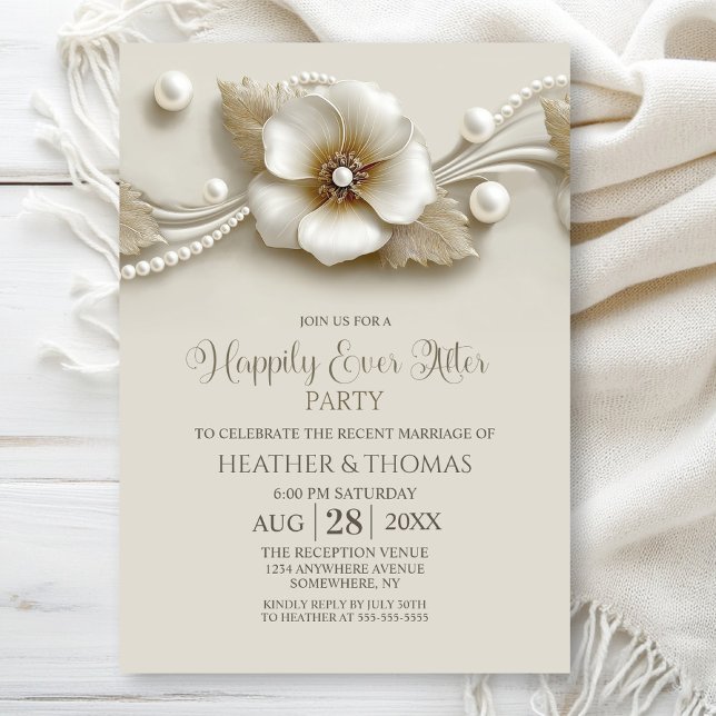 Flower and Pearls Wedding After Party Invitation (Creator Uploaded)