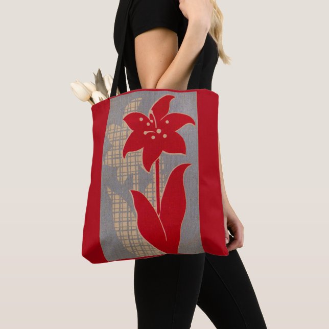 flower and shadow flower print tote bag (Close Up)
