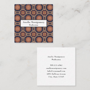 Flower and Star Shapes Decorative Design Square Business Card