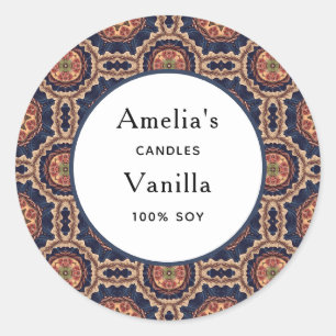 Flower and Star Shapes Pattern - Candle Business Classic Round Sticker
