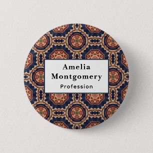 Flower and Star Shapes Pattern Profession Business 6 Cm Round Badge