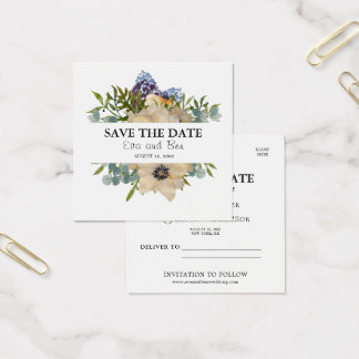 Flower anemone elegant watercolor Save the Date 