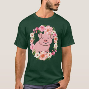 Flower Animal Lover Farm Animal Gift Floral Pig gi T-Shirt