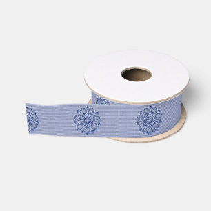 Flower Applique with Jacquard Choose ANY COLOR Grosgrain Ribbon