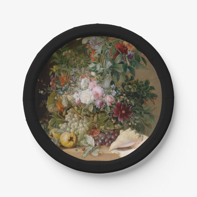 Flower Arrangement and Seashell Paper Plate (Front)