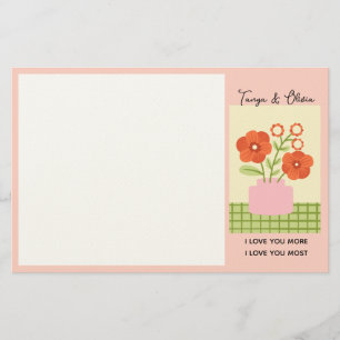 Flower arrangement in a pink vase Design Stationery