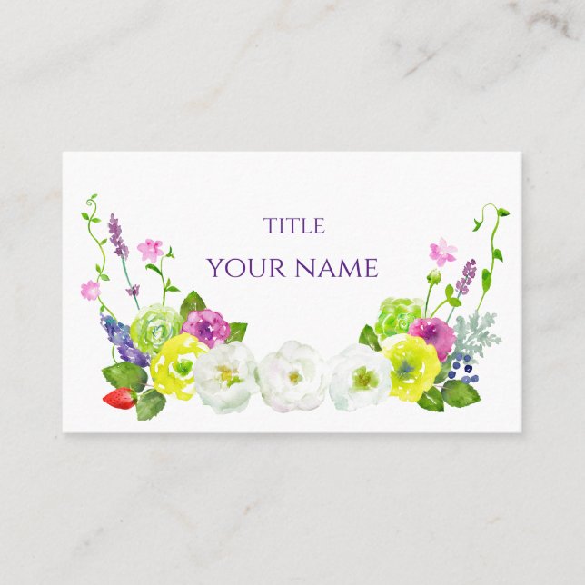 FLOWER ARRANGEMENT WATER COLOR ILLUSTRATION BUSINESS CARD (Front)