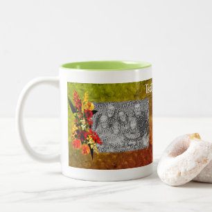 Flower Art Bouquet Frame Personalised Photo Two-Tone Coffee Mug