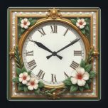 Flower Art Deco Square Wall Clock<br><div class="desc">Great clock design. You will love it like others. Be free to use this design for other product you like or to customise and add your text. Follow me for more. Thank you. Have a nice day.</div>