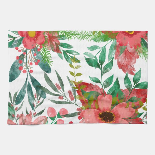 Flower Art Decor Tea Towel (Horizontal)