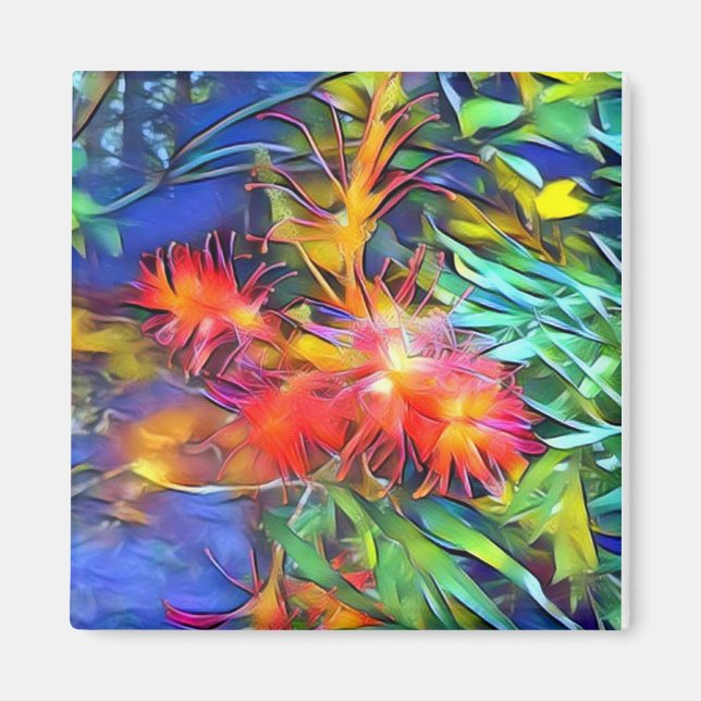 Flower Art Native Bottle Brush Magnet (Front)
