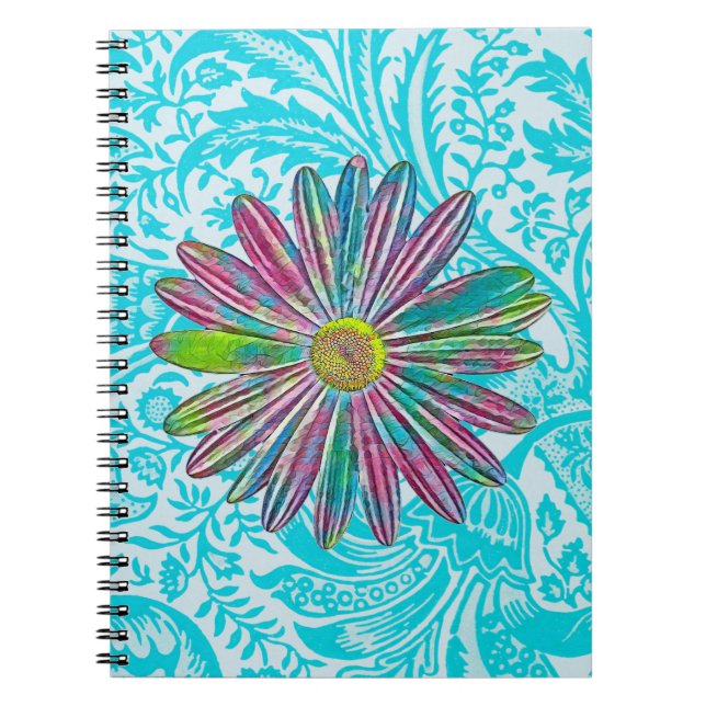 Flower Art Vintage Aqua Pattern Journal (Front)