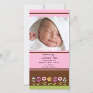 Flower Baby Girl PHOTO Birth Announcement