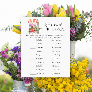 Flower baby shower - baby around the world game