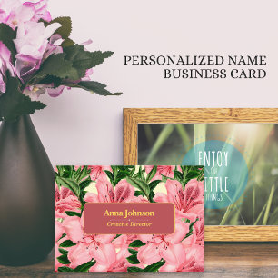 Flower Background Pattern Personalised Name Business Card