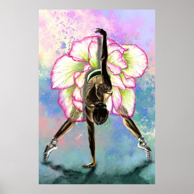 Flower Ballerina Woman Ballet Dancer Poster (Front)