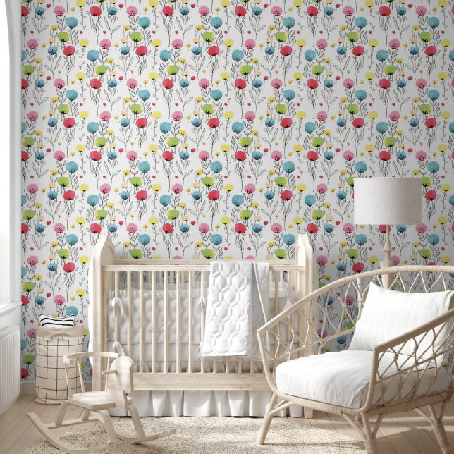 Flower Balloon Smooth Peel and Stick Wallpaper (Kids)