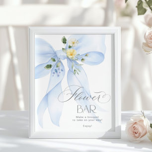 Flower Bar Blue Bow Floral Bloom Bar Poster