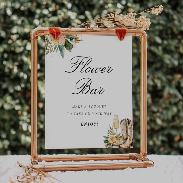 Flower Bar Boots and Bubbly Bridal Shower Sign (Creator Uploaded)