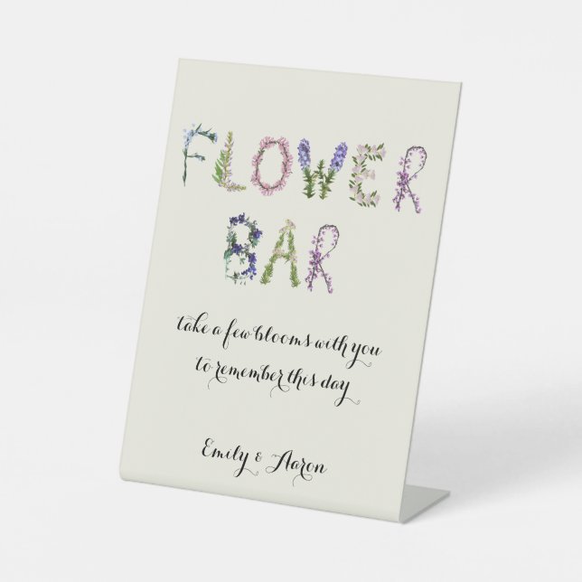 Flower Bar - Bouquet Bar Customisable  Pedestal Sign (Front)