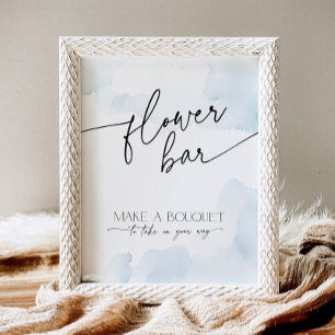 Flower Bar Bridal Shower On Cloud Nine Dusty Blue Pedestal Sign
