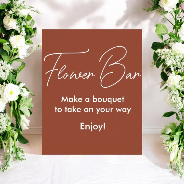 Flower Bar Brown White Bridal Shower Poster  (Creator Uploaded)