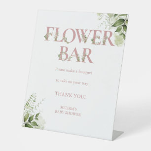 Flower Bar Dusty Rose Greenery Floral Baby Shower Pedestal Sign