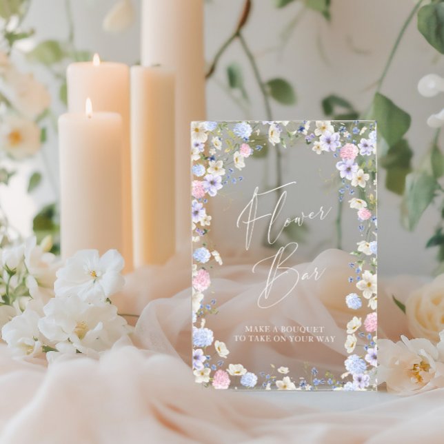 Flower Bar Floral Pink Bridal Shower Table Acrylic Sign (Flower Bar Floral Pink Bridal Shower Table Acrylic Sign)