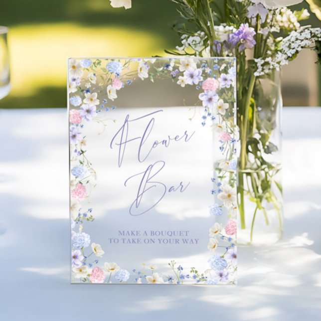 Flower Bar Floral Pink Bridal Shower Table Acrylic Sign (Flower Bar Floral Pink Bridal Shower Table Acrylic Sign)