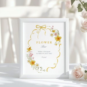 Flower Bar Floral Spring Bow Baby shower Poster