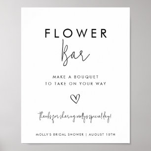 Flower Bar Minimalist Black & White with Heart Poster