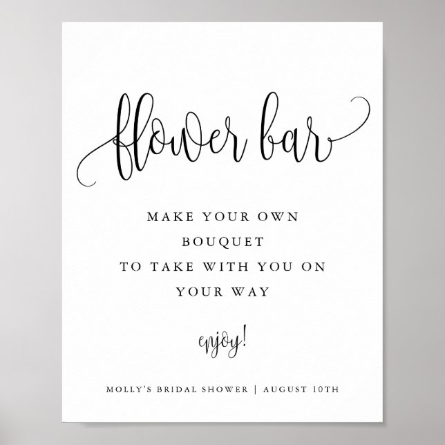 Flower Bar, Minimalist Calligraphy Script Editable Poster (Front)