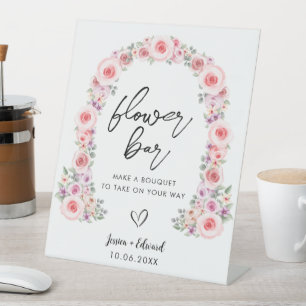 Flower Bar Minimalist Floral Chic Spring Bouquet P Pedestal Sign