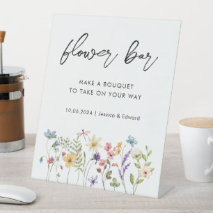 Flower Bar Minimalist Floral Chic Spring Bouquet Pedestal Sign