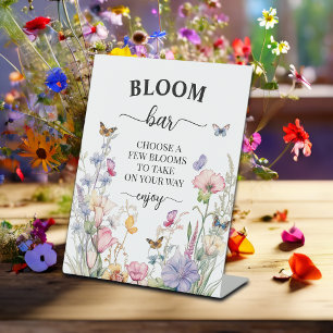 Flower Bar or Wildflower Bloom Bridal Shower Pedestal Sign