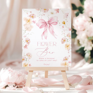 Flower Bar Pink Bow Floral Bloom Bar Poster